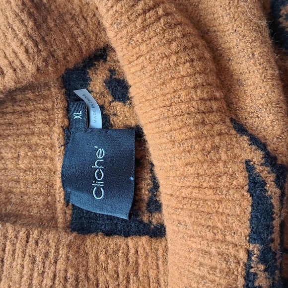 Cliche Cozy Mock Neck Cropped Boxy Floral Rustic Comfy Stylish Pullover Sweater - Picture 5 of 11